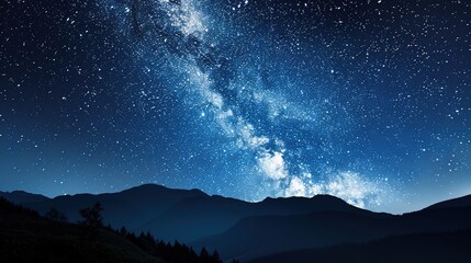 Fototapeta premium constellations and stars in the night sky with twinkling lights above dark forest