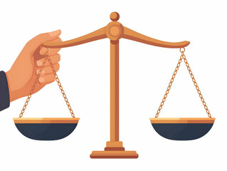 Flat Isolated Vector of Hand Holding Scales of Justice Symbolizing Fairness for Human Rights Day - Modern Infographic Design
