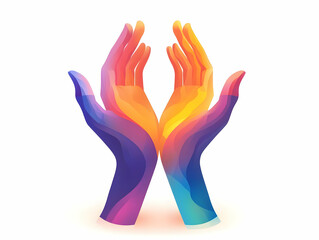 Obraz premium Flat Holographic Human Rights Badge with Floating Hands Reaching for Equality - Isolated Design with Ample Copy Space for Social Justice Themes