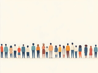 Naklejka premium Minimalist Flat Cream Background with Subtle Human Figures Symbolizing Equality and Inclusion for Human Rights Day - Perfect Copy Space for Text