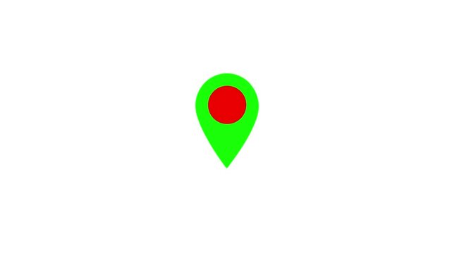 GPS pin mark. Animated to map symbol on background. map, mark, icon, media, location.
