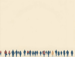Naklejka premium Flat Cream Background with Subtle Human Figures Symbolizing Equality & Inclusion for Human Rights Day - Minimalist Design with Ample Copy Space