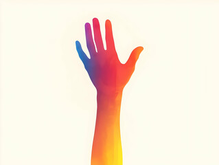 Obraz premium Flat Glossy Gradient Background with Glowing Hand Symbolizing Support for Human Rights Day - Ample Copy Space for Your Message