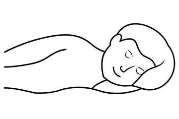 Fototapeta premium Serene Vector Illustration of a Person Sleeping Peacefully in Restful Line Art 