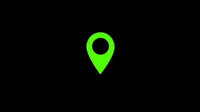 Location map pin icon animation. Looping animation GPS location pointer animated and location icon on background. Navigation sign, destination point, location marker, address space.