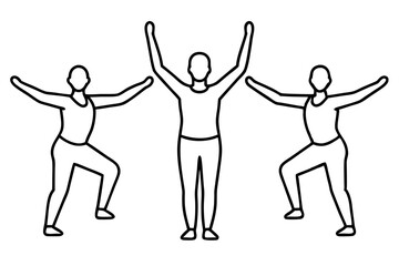 Dynamic Vector Illustration of a Group of People Performing Synchronized Yoga Poses Together
