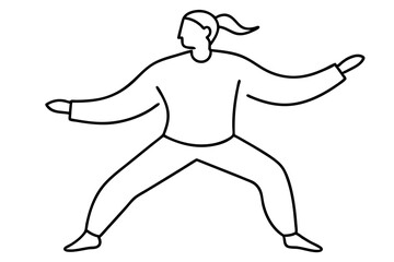 Vector illustration of a graceful figure flowing through a tai chi movement
