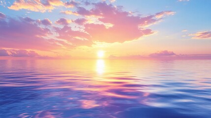 Fototapeta premium Serene Sunset Over Calm Ocean Waters