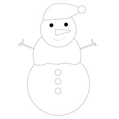 Vector coloring book for children New Year's snowman
Children's coloring book Christmas, New Year snowman