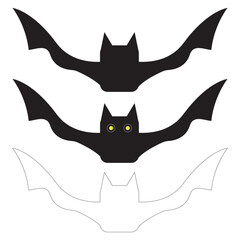 Bat halloween icon
Vector icon black, outline, with rounded eyes