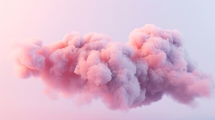 Fototapeta premium A fluffy cloud wrapped in a soft pink mist on a light background.