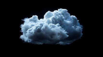 A fluffy cumulus cloud isolated against a rich navy blue.