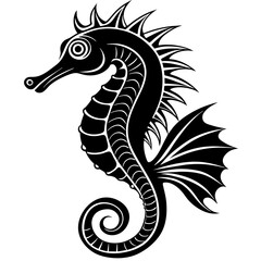Fototapeta premium Funny Seahorse Vector Illustration on White Background Cartoons, Clipart, Line Art Design, Funny seahorse vector art on white background, ideal for cartoons, clipart, and line art designs