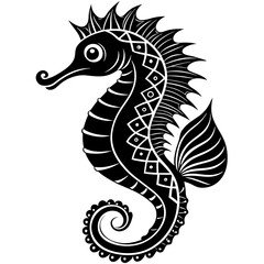 Funny Seahorse Vector Illustration on White Background Cartoons, Clipart, Line Art Design, Funny seahorse vector art on white background, ideal for cartoons, clipart, and line art designs