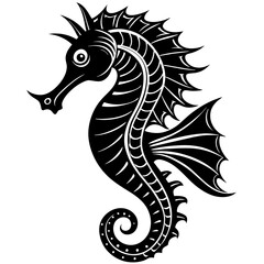 Funny Seahorse Vector Illustration on White Background Cartoons, Clipart, Line Art Design, Funny seahorse vector art on white background, ideal for cartoons, clipart, and line art designs