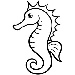 Funny Seahorse Vector Illustration on White Background Cartoons, Clipart, Line Art Design, Funny seahorse vector art on white background, ideal for cartoons, clipart, and line art designs