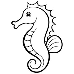 Funny Seahorse Vector Illustration on White Background Cartoons, Clipart, Line Art Design, Funny seahorse vector art on white background, ideal for cartoons, clipart, and line art designs