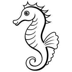 Funny Seahorse Vector Illustration on White Background Cartoons, Clipart, Line Art Design, Funny seahorse vector art on white background, ideal for cartoons, clipart, and line art designs