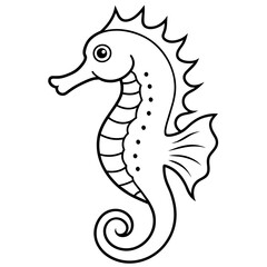 Funny Seahorse Vector Illustration on White Background Cartoons, Clipart, Line Art Design, Funny seahorse vector art on white background, ideal for cartoons, clipart, and line art designs