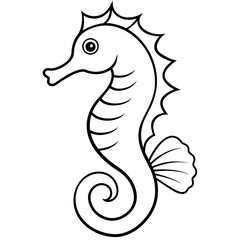 Fototapeta premium Funny Seahorse Vector Illustration on White Background Cartoons, Clipart, Line Art Design, Funny seahorse vector art on white background, ideal for cartoons, clipart, and line art designs