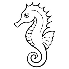 Funny Seahorse Vector Illustration on White Background Cartoons, Clipart, Line Art Design, Funny seahorse vector art on white background, ideal for cartoons, clipart, and line art designs