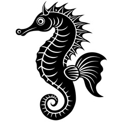 Funny Seahorse Vector Illustration on White Background Cartoons, Clipart, Line Art Design, Funny seahorse vector art on white background, ideal for cartoons, clipart, and line art designs