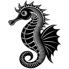 Obraz premium Funny Seahorse Vector Illustration on White Background Cartoons, Clipart, Line Art Design, Funny seahorse vector art on white background, ideal for cartoons, clipart, and line art designs