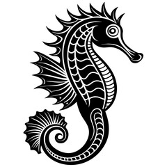 Funny Seahorse Vector Illustration on White Background Cartoons, Clipart, Line Art Design, Funny seahorse vector art on white background, ideal for cartoons, clipart, and line art designs
