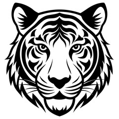tiger head silhouette vector illustration on white background