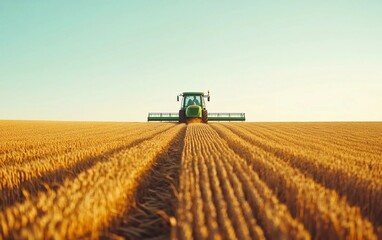Fototapeta premium Banner with field, spikelets, hayfield, nature. Agriculture. Realistic photo for cover, postcard, advertising. Concept of agriculture, hard work. Grain, work.