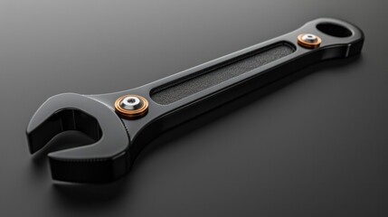 Obraz premium Sleek Black Wrench for Industrial Maintenance and Repair A Tool for Fixing Adjusting and Assembling Machinery Automotive Parts and Other Metal Components