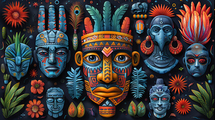 Hand-painted tribal motifs illustration – celebrating cultural heritage and indigenous art.