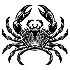 Crab Silhouette Vector isolated on a white background, Sea Crab black Silhouette Clipart