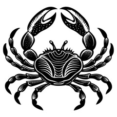 Crab Silhouette Vector isolated on a white background, Sea Crab black Silhouette Clipart