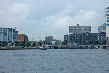 Amsterdam Office Buildings on the Bank of the Amstel River