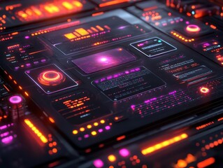Obraz premium Digital Inferno: A Symphony of Data in the Financial Furnace