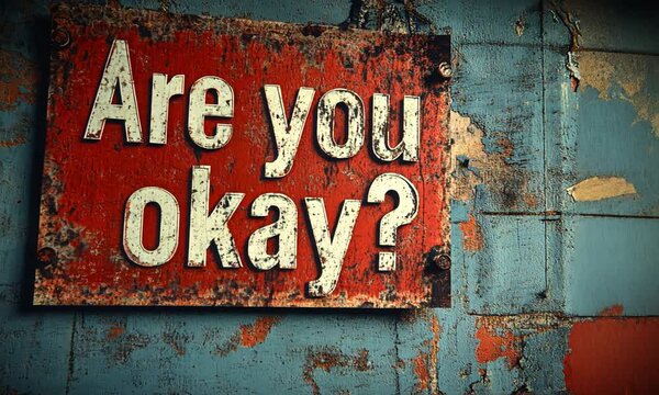 Rusty Sign with 'Are you okay?'