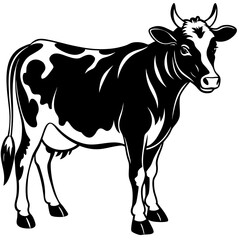 Cow animal silhouette. Cow silhouette isolated on white background. Cow vector illustration.