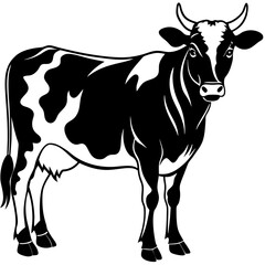 Cow animal silhouette. Cow silhouette isolated on white background. Cow vector illustration.