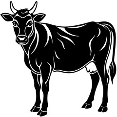 Fototapeta premium Cow animal silhouette. Cow silhouette isolated on white background. Cow vector illustration.