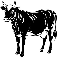 Cow animal silhouette. Cow silhouette isolated on white background. Cow vector illustration.