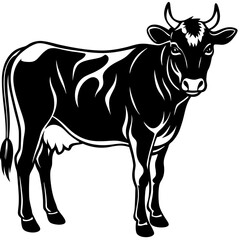 Cow animal silhouette. Cow silhouette isolated on white background. Cow vector illustration.