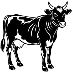 Fototapeta premium Cow animal silhouette. Cow silhouette isolated on white background. Cow vector illustration.