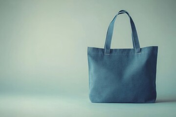 A blank blue tote bag on a neutral background, with space for branding or design mockup.  Generative AI