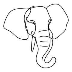 one line drawing elephant head animal wild vector illustration template design