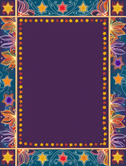Obraz premium Modern Abstract Rangoli and Star Border Frame Design with Ample Copy Space for Festive Announcements and Cultural Branding