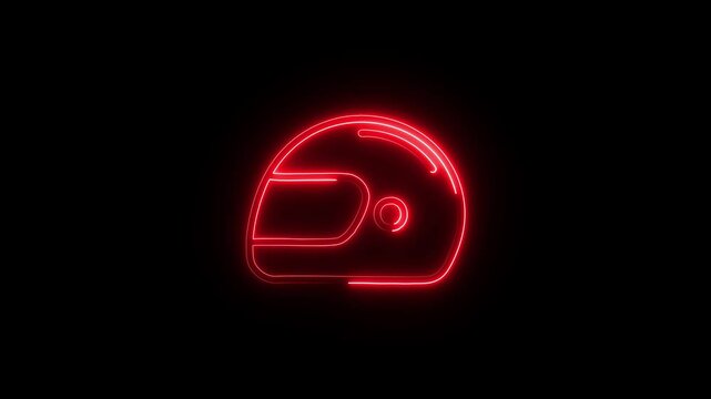 Glowing neon line Racing helmet icon animation. Extreme sport. Sport equipment concept.