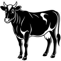 Cow animal silhouette. Cow silhouette isolated on white background. Cow vector illustration.