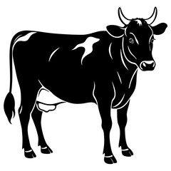 Cow animal silhouette. Cow silhouette isolated on white background. Cow vector illustration.