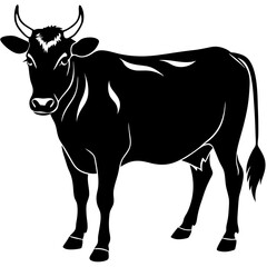 Cow animal silhouette. Cow silhouette isolated on white background. Cow vector illustration.